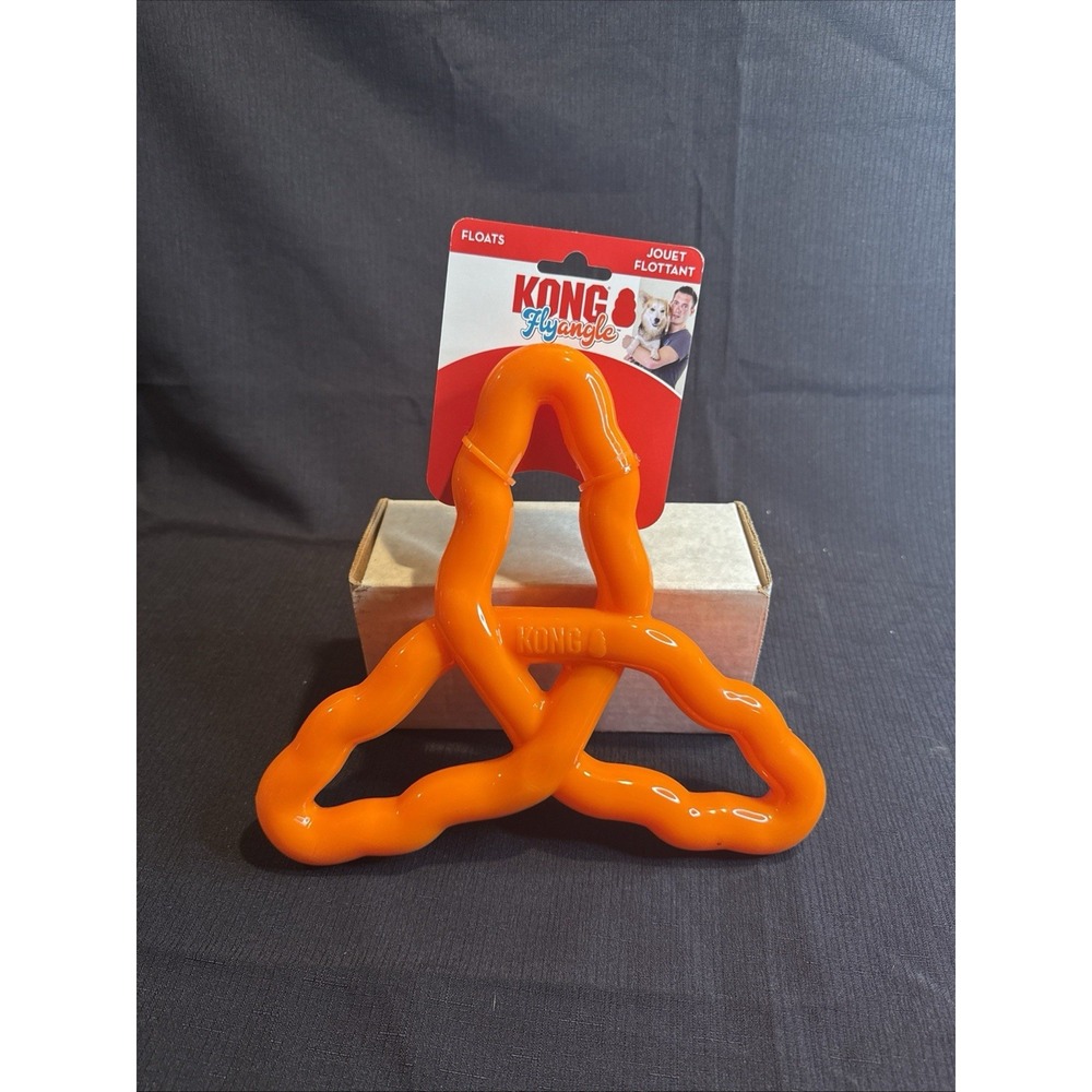 KONG Flyangle Large Durable Floating Tug & Fetch Dog Toy FA11 Rubber Orange